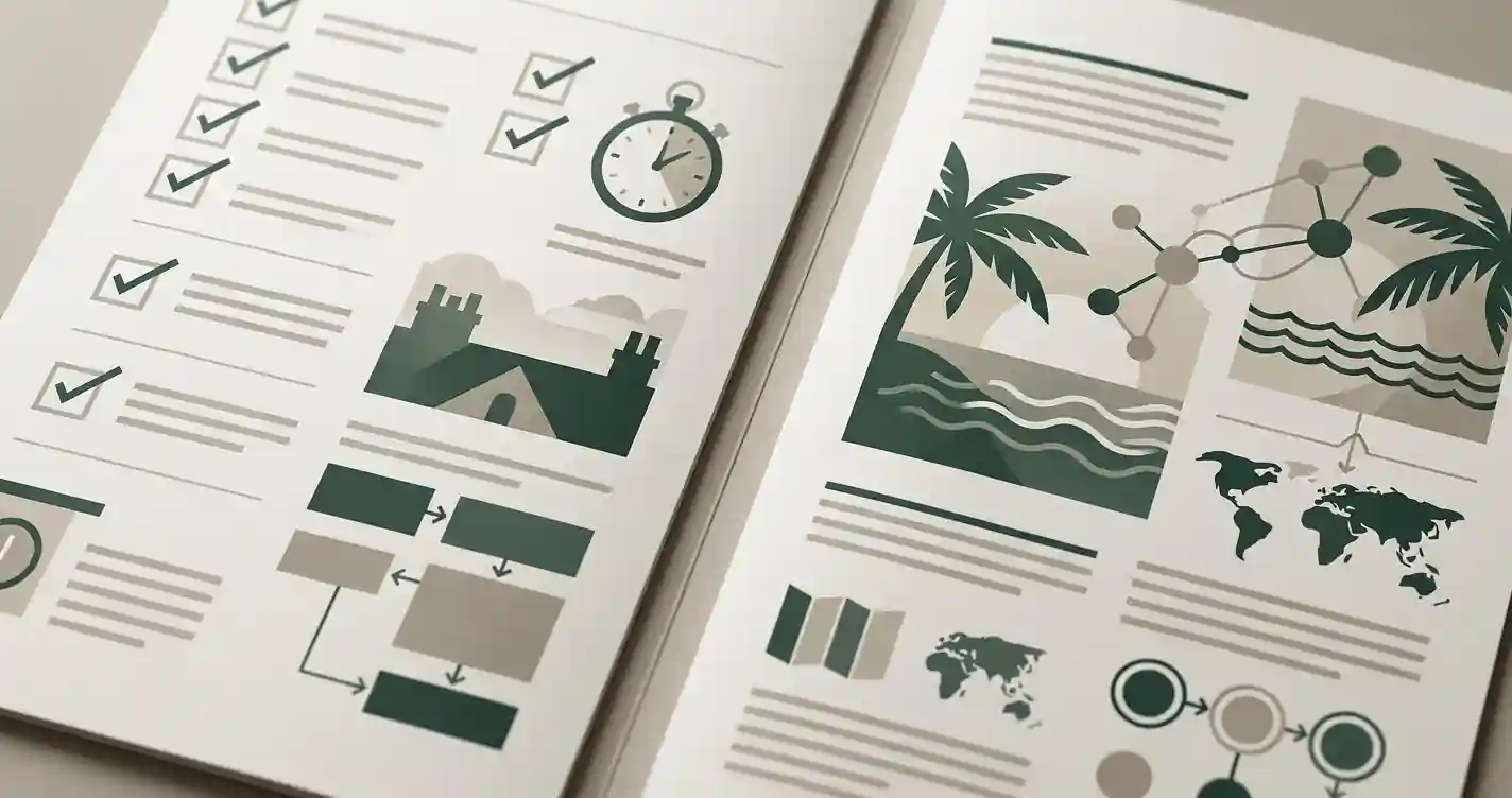 Editorial comparison illustration contrasting UK regulatory checks with offshore licence context
